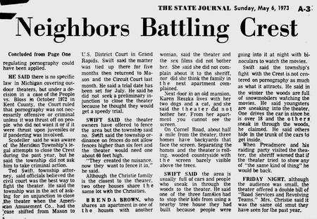 Crest Drive-In Theatre - Crest Article 5-6-73 (newer photo)